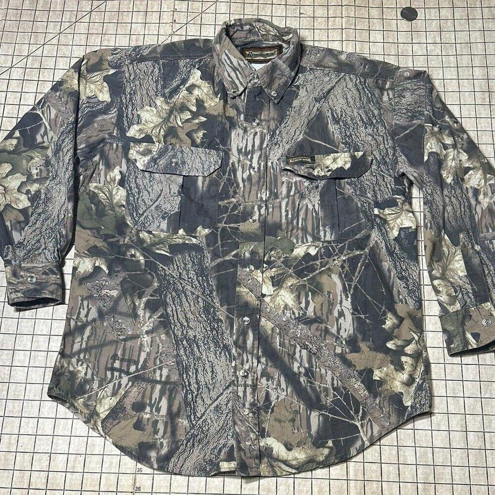 Vintage Remington Camo Shirt Men's Medium Breakup Camouflage Hunting